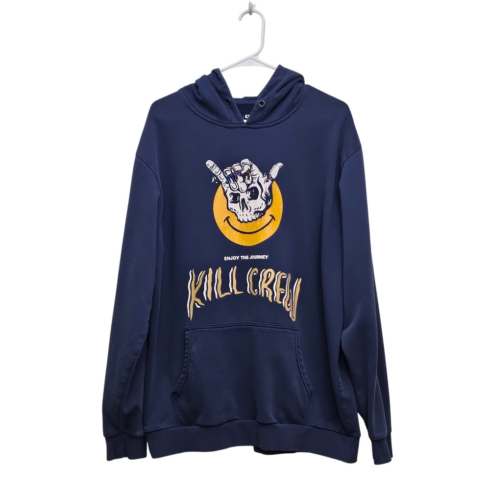 Kill Crew Hoodie Mens XL Navy Blue Graphic Skull Smiley Porrada Series Vol 1